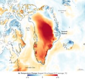 La lluvia y el calor provocaron mayor deshielo en Groenlandia