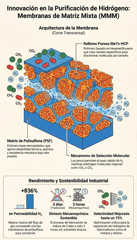 Nueva membrana  mejora diez veces el proceso de purificación del hidrógeno